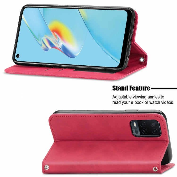 For OPPO A54 4G Retro Skin Feel Business Magnetic Horizontal Flip Leather Case With Holder & Card Slots & Wallet & Photo Frame