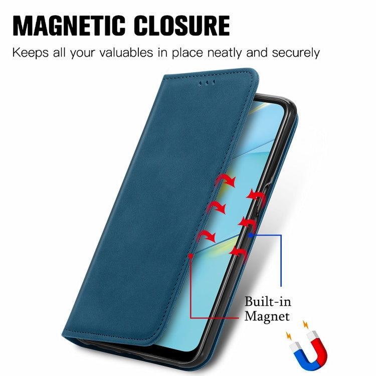 For OPPO A54 4G Retro Skin Feel Business Magnetic Horizontal Flip Leather Case With Holder & Card Slots & Wallet & Photo Frame
