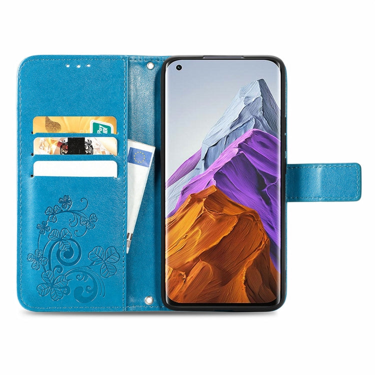For Xiaomi Mi 11 Pro Four-leaf Clasp Embossed Buckle Mobile Phone Protection Leather Case with Lanyard & Card Slot & Wallet & Bracket Function