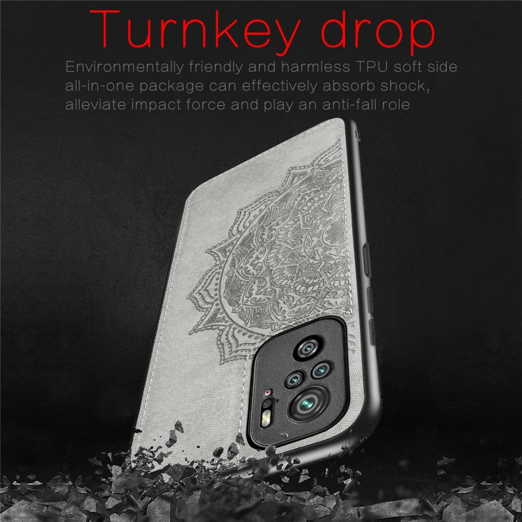 For Xiaomi Mi 11 Lite Mandala Embossed Cloth Cover PC + TPU Mobile Phone Case with Magnetic Function and Hand Strap