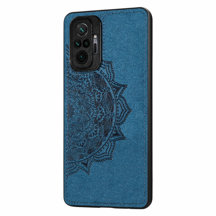 For Xiaomi Redmi Note 10 Pro Mandala Embossed Cloth Cover PC + TPU Mobile Phone Case with Magnetic Function and Hand Strap