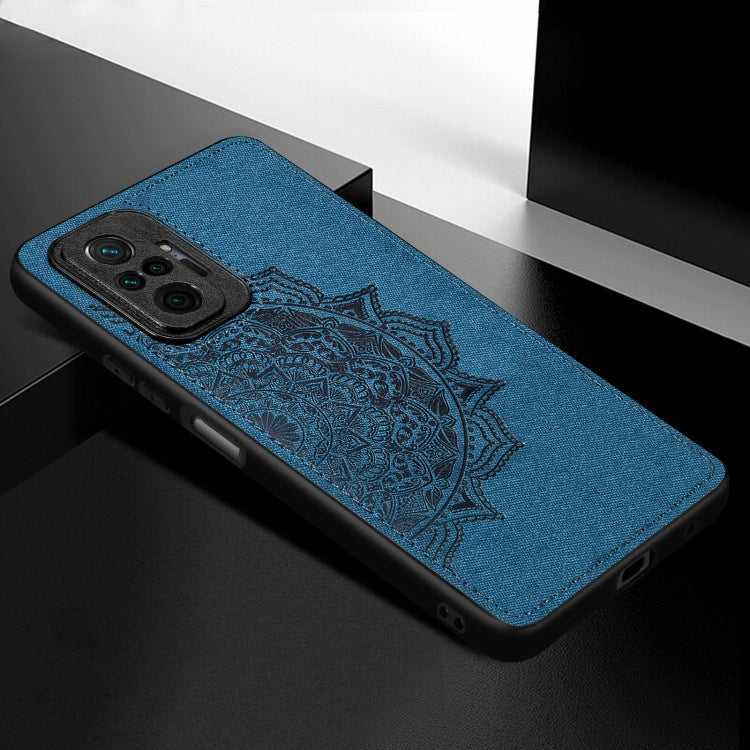 For Xiaomi Redmi Note 10 Pro Mandala Embossed Cloth Cover PC + TPU Mobile Phone Case with Magnetic Function and Hand Strap