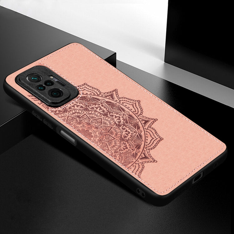 For Xiaomi Redmi Note 10 Pro Mandala Embossed Cloth Cover PC + TPU Mobile Phone Case with Magnetic Function and Hand Strap