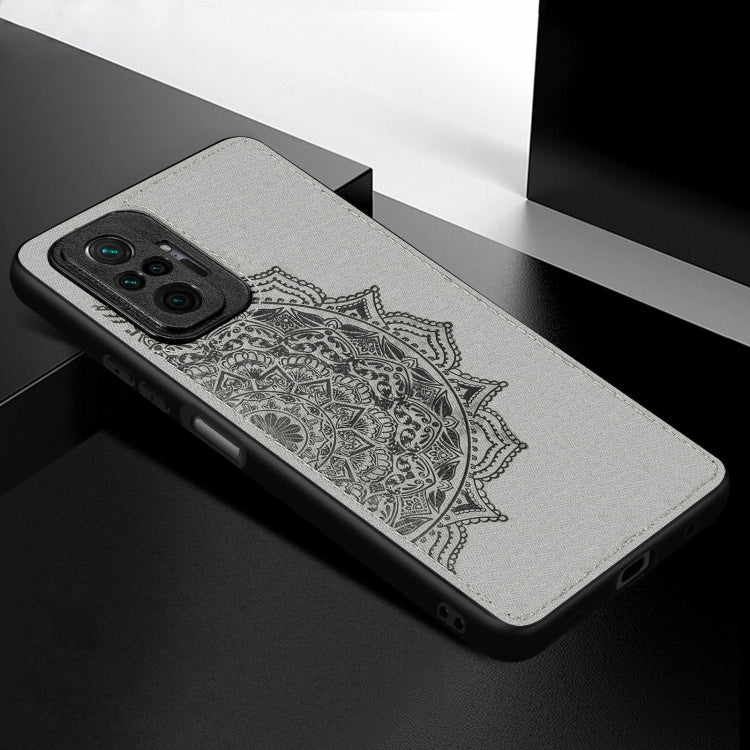 For Xiaomi Redmi Note 10 Pro Mandala Embossed Cloth Cover PC + TPU Mobile Phone Case with Magnetic Function and Hand Strap