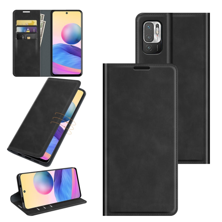 For Xiaomi Redmi Note 10 5G Retro-skin Business Magnetic Suction Leather Case with Holder & Card Slots & Wallet