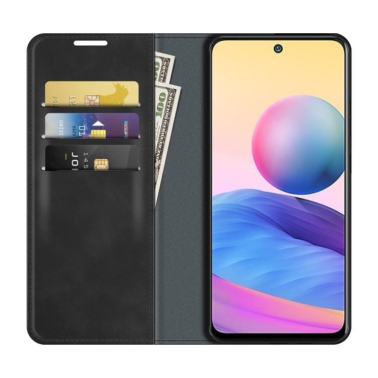 For Xiaomi Redmi Note 10 5G Retro-skin Business Magnetic Suction Leather Case with Holder & Card Slots & Wallet