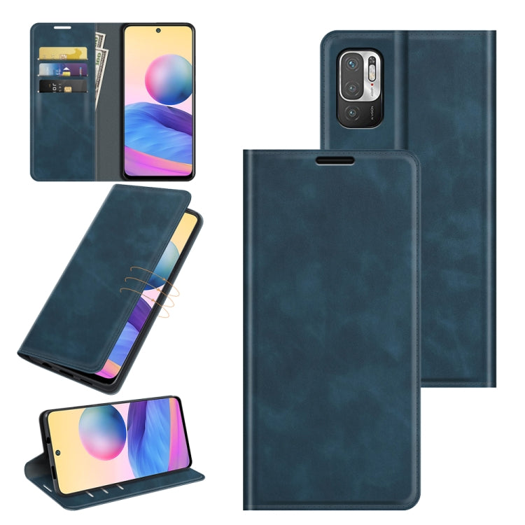 For Xiaomi Redmi Note 10 5G Retro-skin Business Magnetic Suction Leather Case with Holder & Card Slots & Wallet