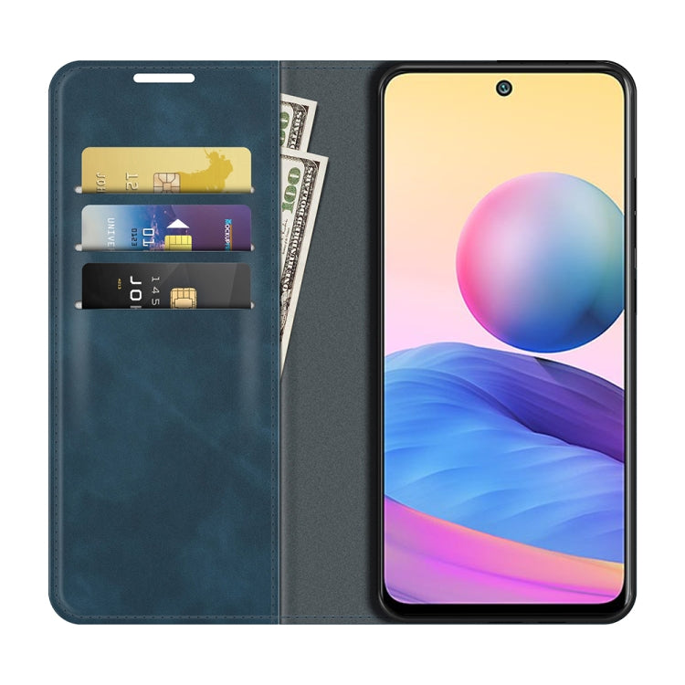 For Xiaomi Redmi Note 10 5G Retro-skin Business Magnetic Suction Leather Case with Holder & Card Slots & Wallet
