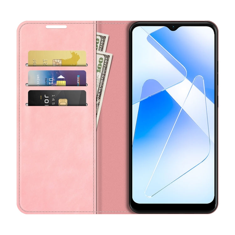 For OPPO A55 5G Retro-skin Business Magnetic Suction Leather Case with Holder & Card Slots & Wallet