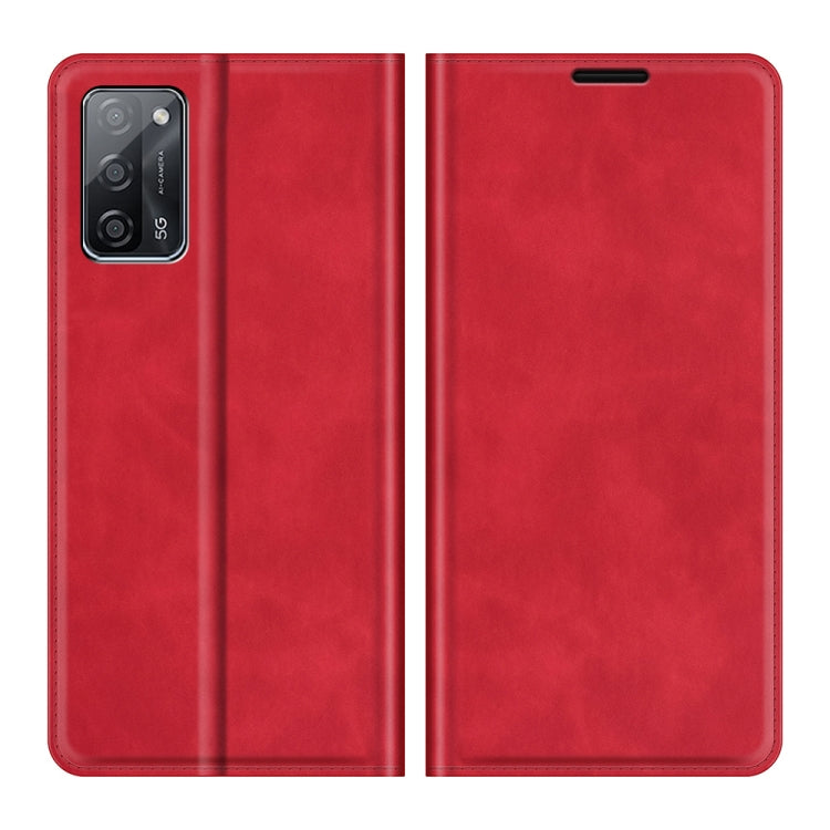 For OPPO A55 5G Retro-skin Business Magnetic Suction Leather Case with Holder & Card Slots & Wallet