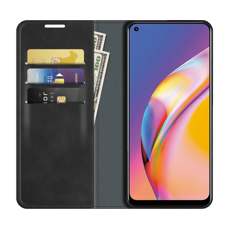 For OPPO A94 4G / F19 Pro / Reno5 Lite Retro-skin Business Magnetic Suction Leather Case with Holder & Card Slots & Wallet