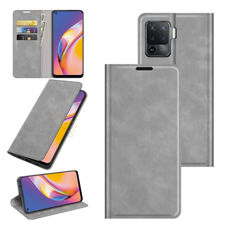 For OPPO A94 4G / F19 Pro / Reno5 Lite Retro-skin Business Magnetic Suction Leather Case with Holder & Card Slots & Wallet