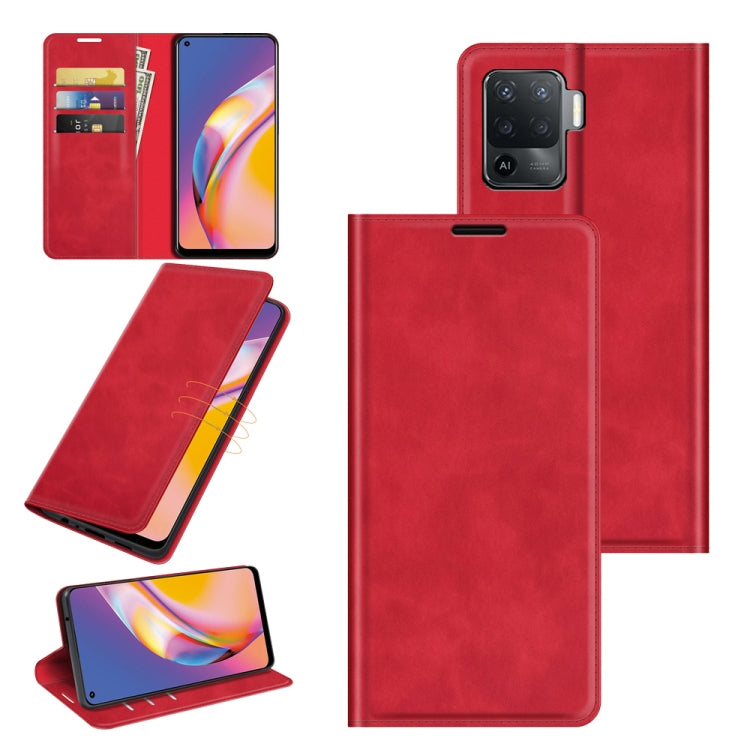 For OPPO A94 4G / F19 Pro / Reno5 Lite Retro-skin Business Magnetic Suction Leather Case with Holder & Card Slots & Wallet