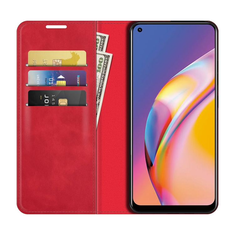 For OPPO A94 4G / F19 Pro / Reno5 Lite Retro-skin Business Magnetic Suction Leather Case with Holder & Card Slots & Wallet