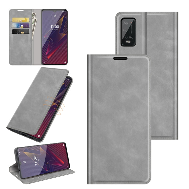 For Wiko Power U20 Retro-skin Business Magnetic Suction Leather Case with Holder & Card Slots & Wallet