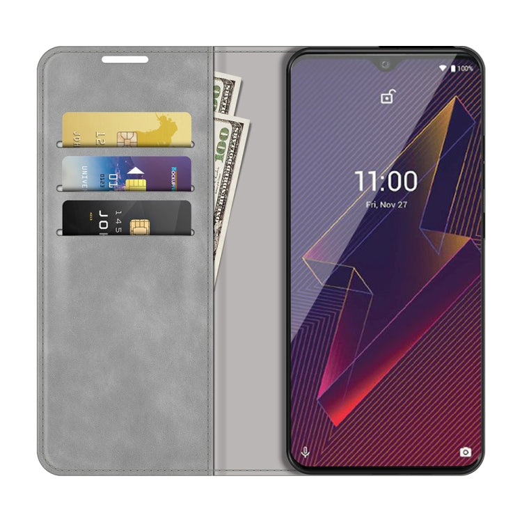 For Wiko Power U20 Retro-skin Business Magnetic Suction Leather Case with Holder & Card Slots & Wallet