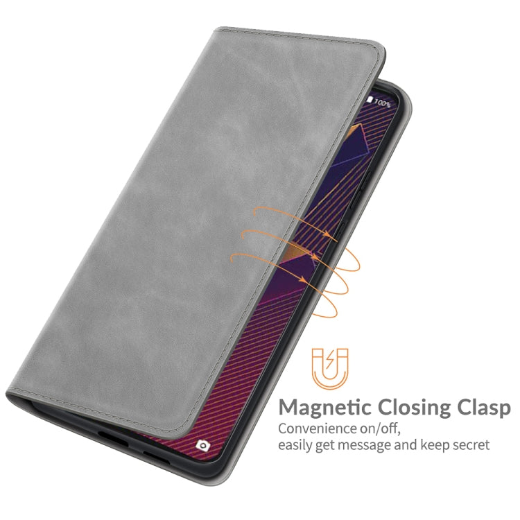 For Wiko Power U20 Retro-skin Business Magnetic Suction Leather Case with Holder & Card Slots & Wallet