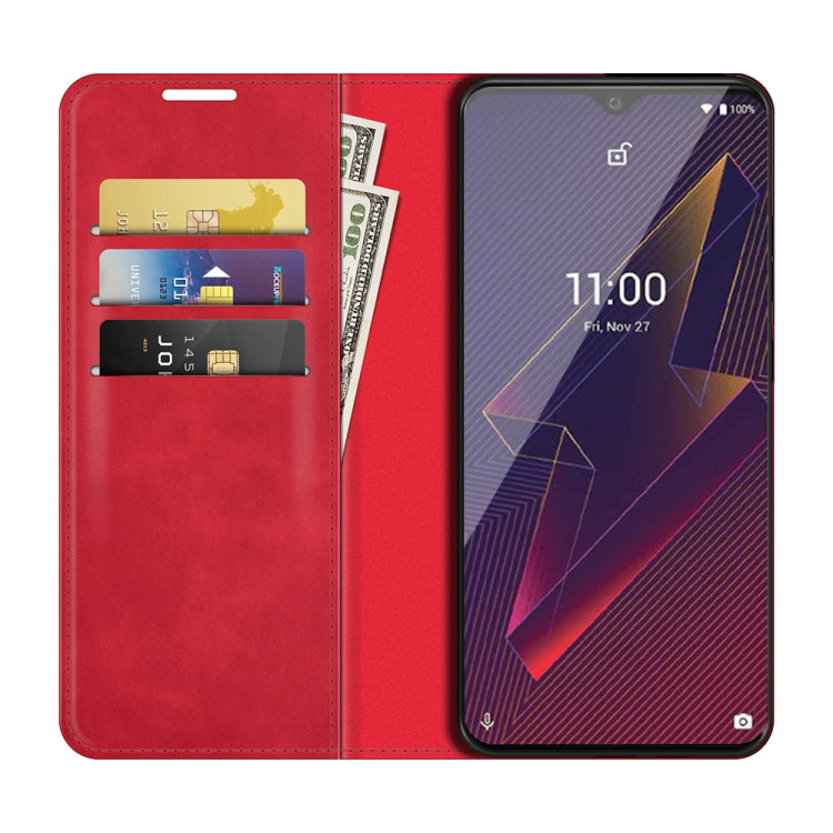 For Wiko Power U20 Retro-skin Business Magnetic Suction Leather Case with Holder & Card Slots & Wallet