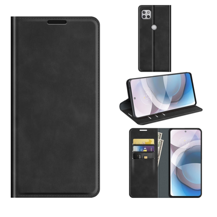 For Motorola Moto One 5G Ace Retro-skin Business Magnetic Suction Leather Case with Holder & Card Slots & Wallet