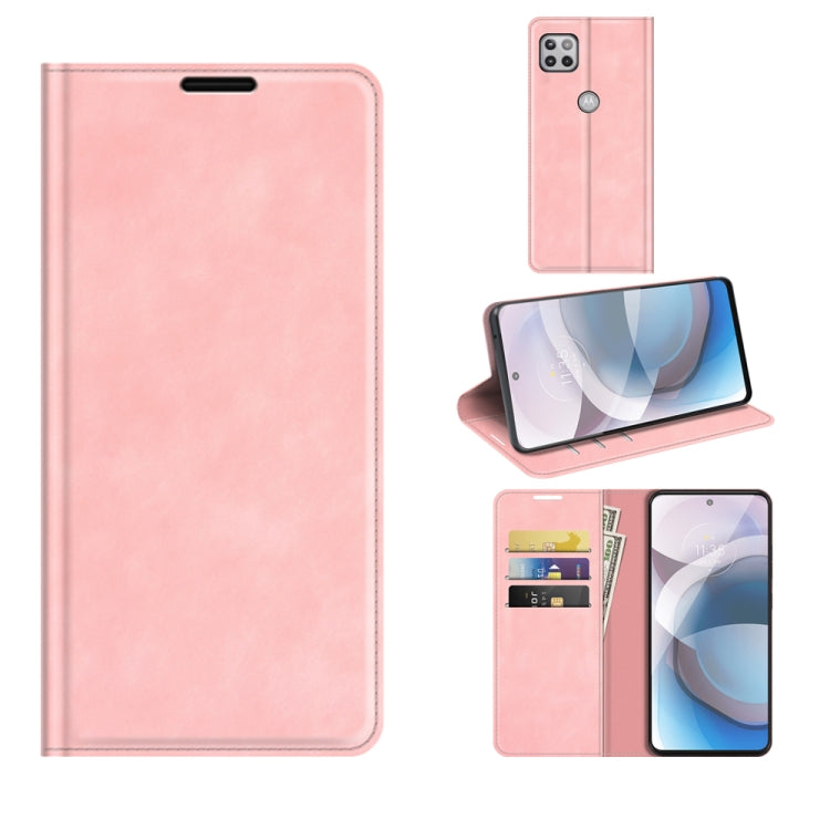 For Motorola Moto One 5G Ace Retro-skin Business Magnetic Suction Leather Case with Holder & Card Slots & Wallet