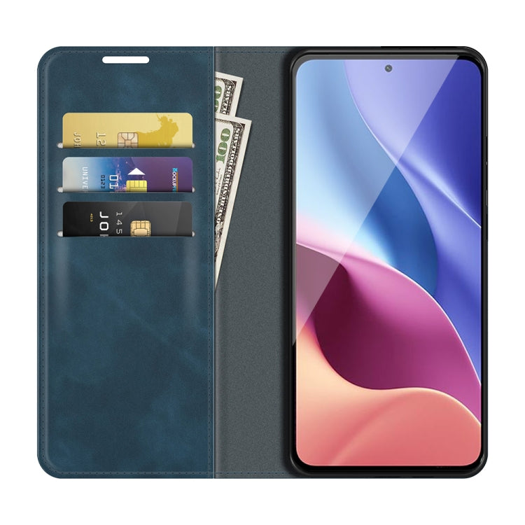 For Xiaomi Redmi K40 / K40 Pro / Poco F3 / Mi 11i Retro-skin Business Magnetic Suction Leather Case with Holder & Card Slots & Wallet