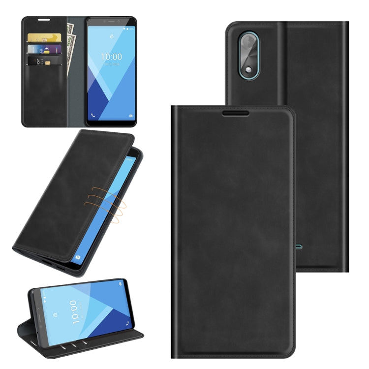 For Wiko Y51 Retro-skin Business Magnetic Suction Leather Case with Holder & Card Slots & Wallet