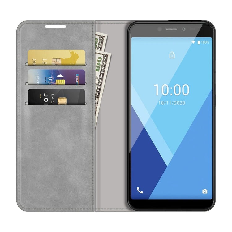For Wiko Y51 Retro-skin Business Magnetic Suction Leather Case with Holder & Card Slots & Wallet