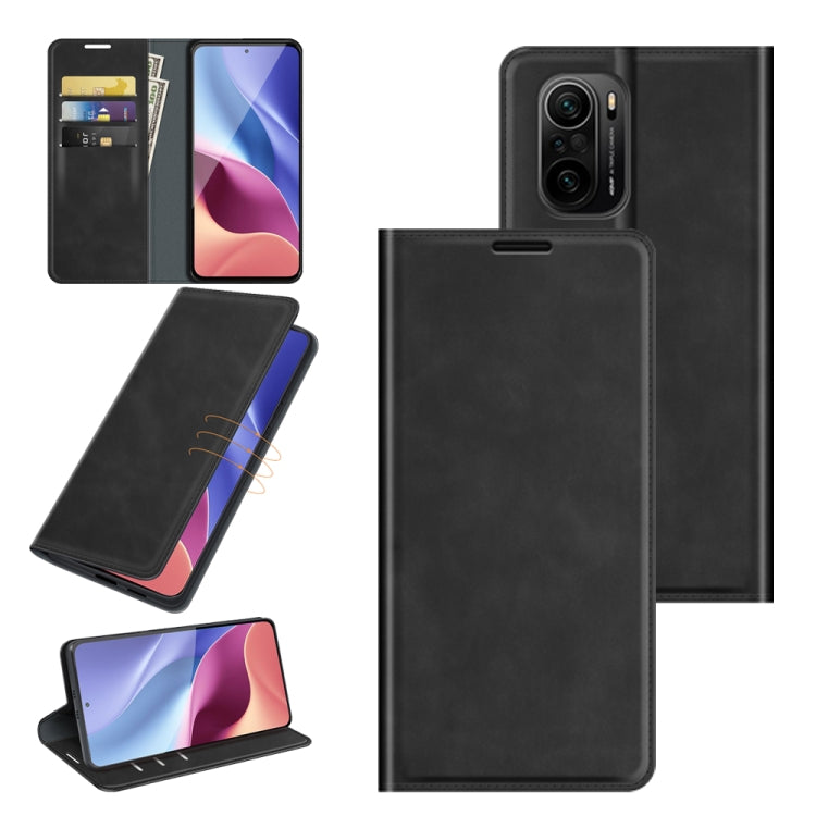 For Xiaomi Redmi K40 Pro / K40 / Poco F3 / Mi 11i Retro-skin Business Magnetic Suction Leather Case with Holder & Card Slots & Wallet
