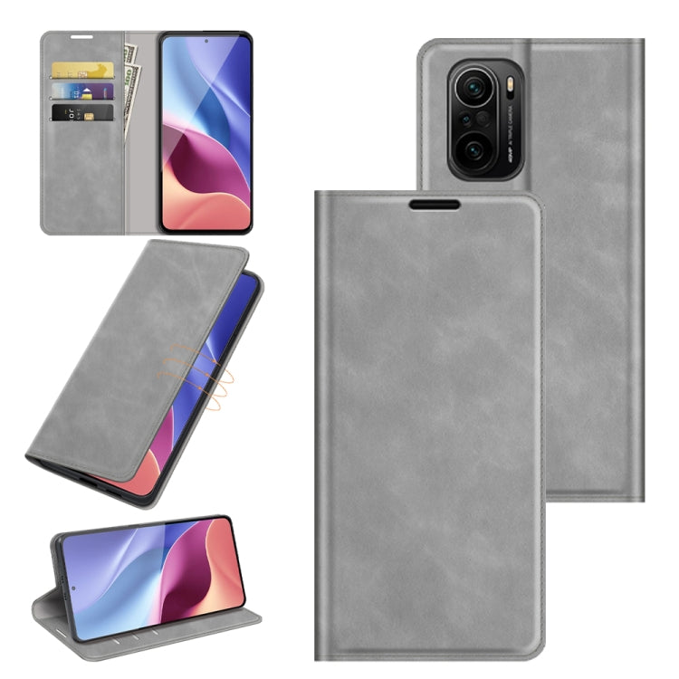 For Xiaomi Redmi K40 Pro / K40 / Poco F3 / Mi 11i Retro-skin Business Magnetic Suction Leather Case with Holder & Card Slots & Wallet