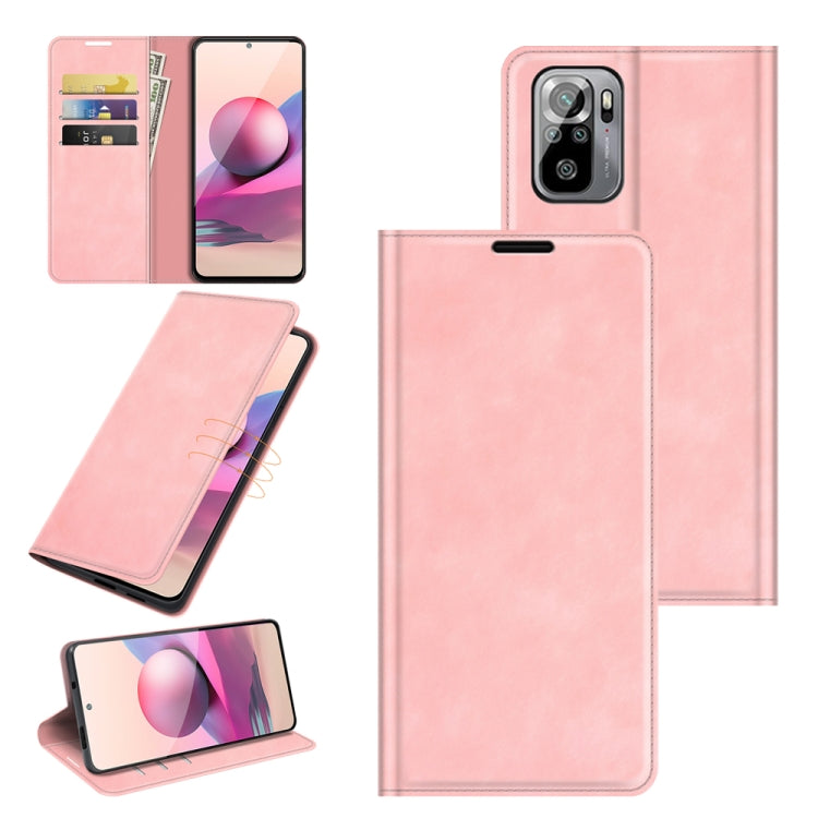 For Xiaomi Redmi Note 10 4G / Note 10S Retro-skin Business Magnetic Suction Leather Case with Holder & Card Slots & Wallet