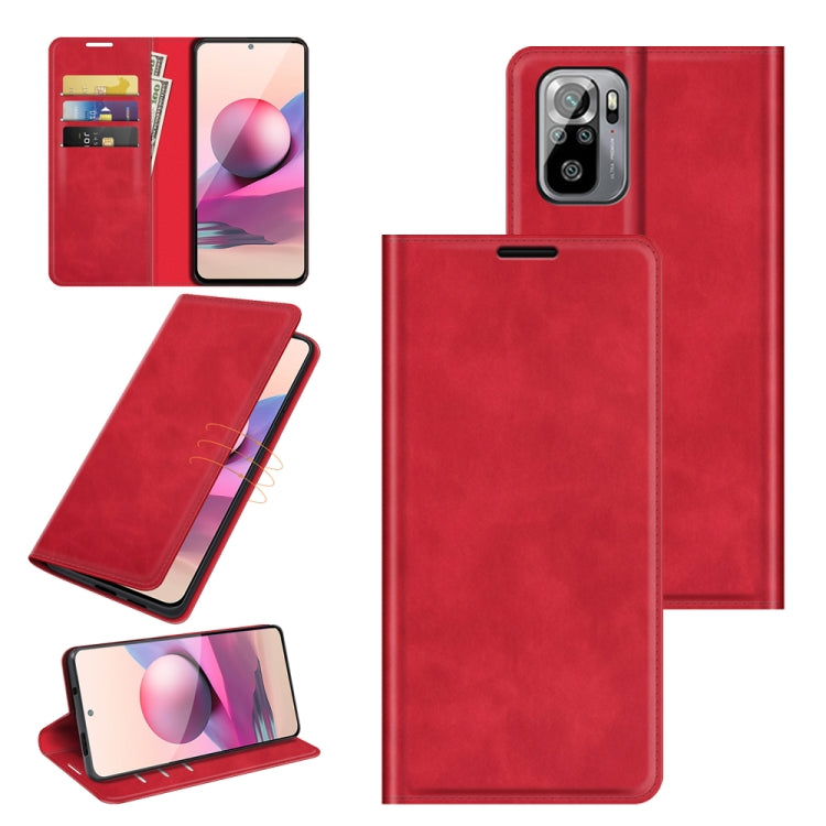 For Xiaomi Redmi Note 10 4G / Note 10S Retro-skin Business Magnetic Suction Leather Case with Holder & Card Slots & Wallet