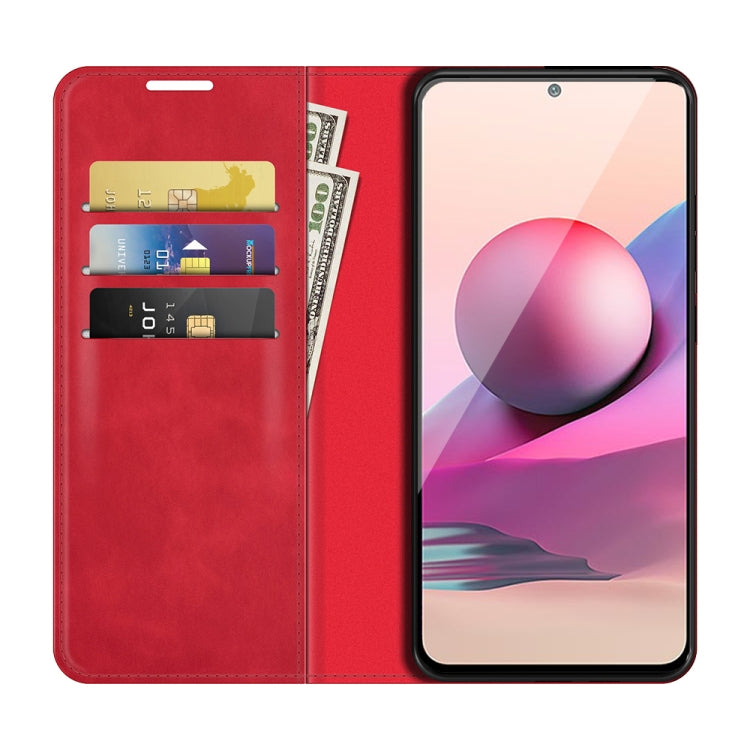 For Xiaomi Redmi Note 10 4G / Note 10S Retro-skin Business Magnetic Suction Leather Case with Holder & Card Slots & Wallet