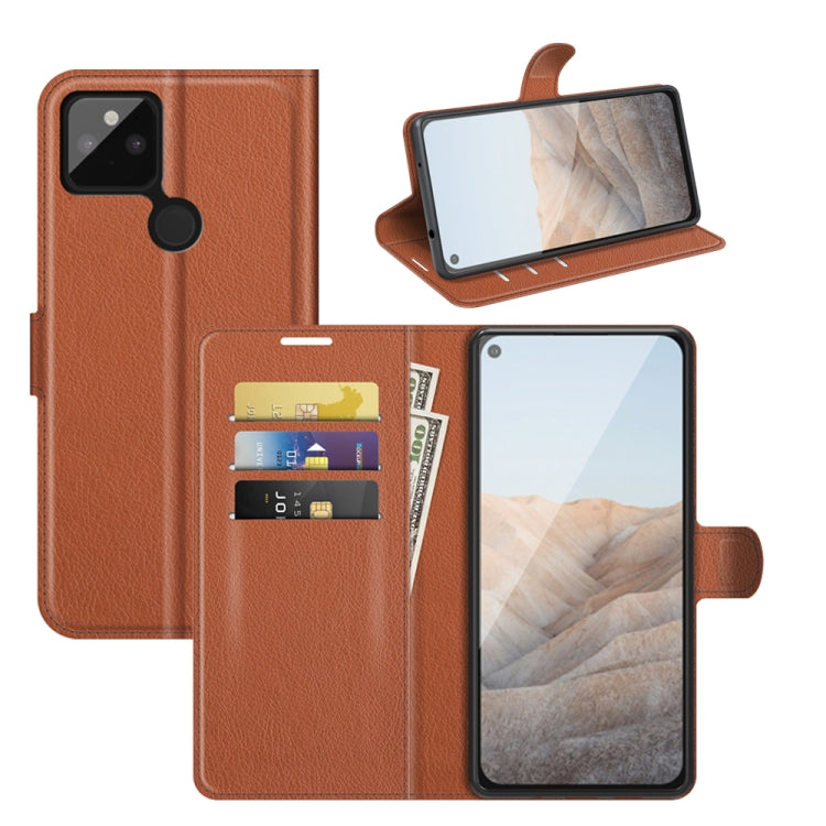 For Google Pixel 5A 5G Litchi Texture Horizontal Flip Protective Case with Holder & Card Slots & Wallet