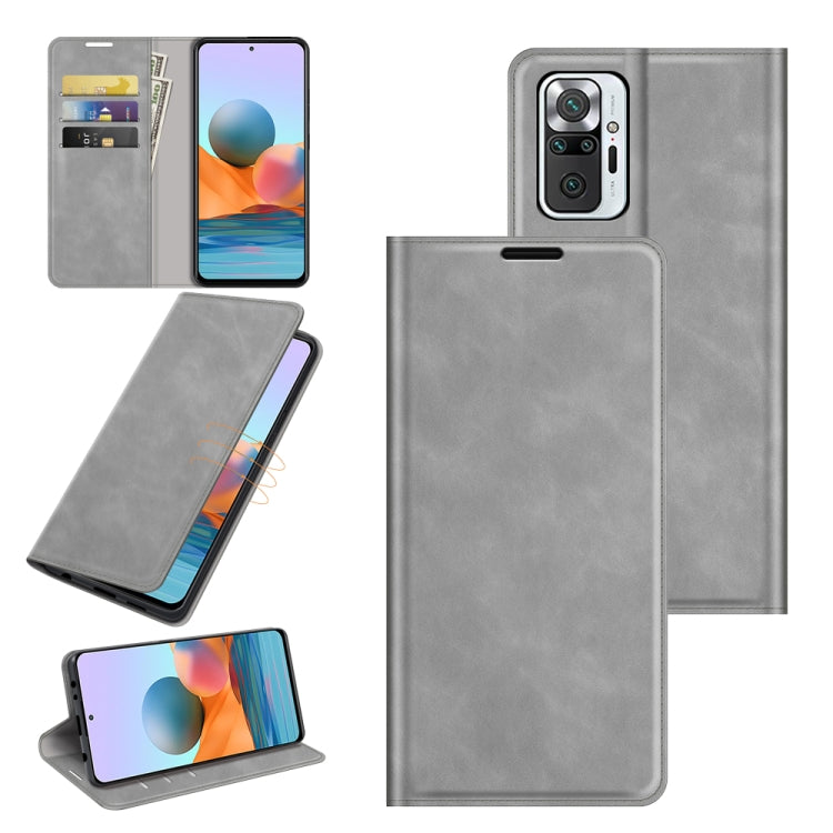 For Xiaomi Redmi Note 10 Pro / Note 10 Pro Max Retro-skin Business Magnetic Suction Leather Case with Holder & Card Slots & Wallet