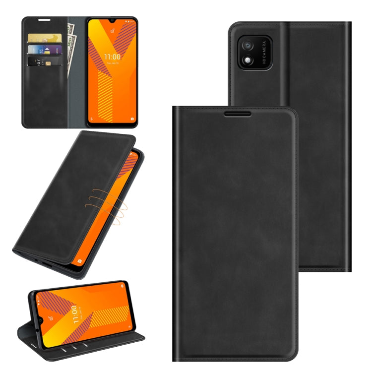 For Wiko Y62 Retro-skin Business Magnetic Suction Leather Case with Holder & Card Slots & Wallet