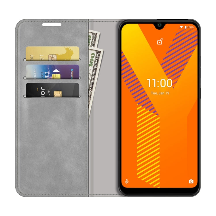For Wiko Y62 Retro-skin Business Magnetic Suction Leather Case with Holder & Card Slots & Wallet