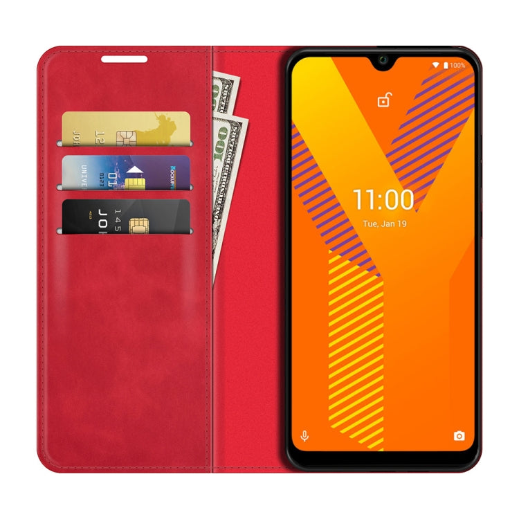 For Wiko Y62 Retro-skin Business Magnetic Suction Leather Case with Holder & Card Slots & Wallet