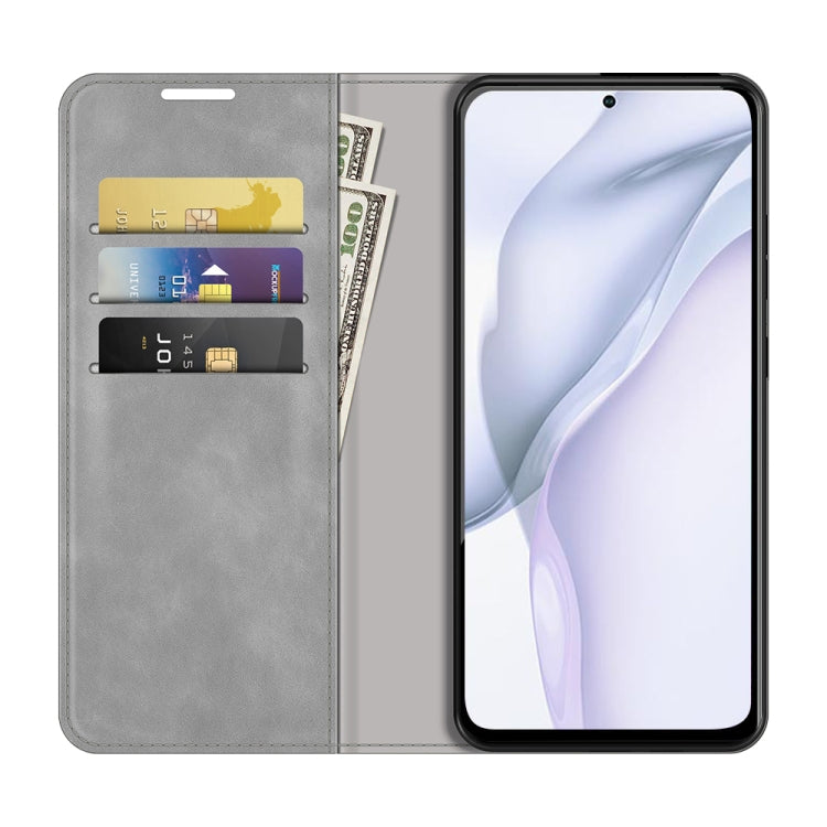 For Huawei P50 Retro-skin Business Magnetic Suction Leather Case with Holder & Card Slots & Wallet