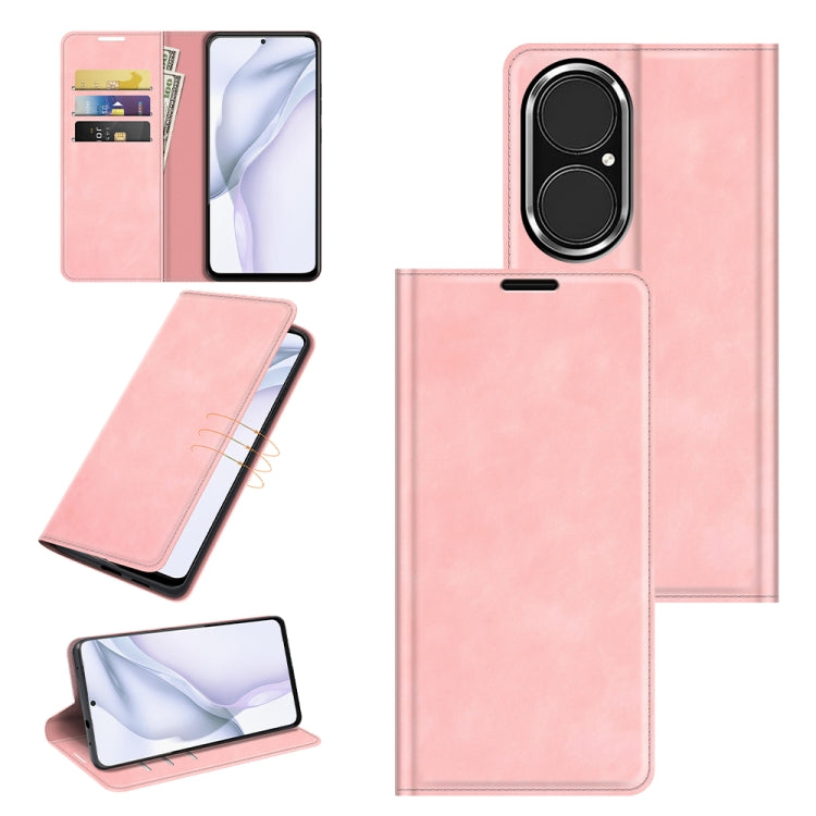 For Huawei P50 Retro-skin Business Magnetic Suction Leather Case with Holder & Card Slots & Wallet