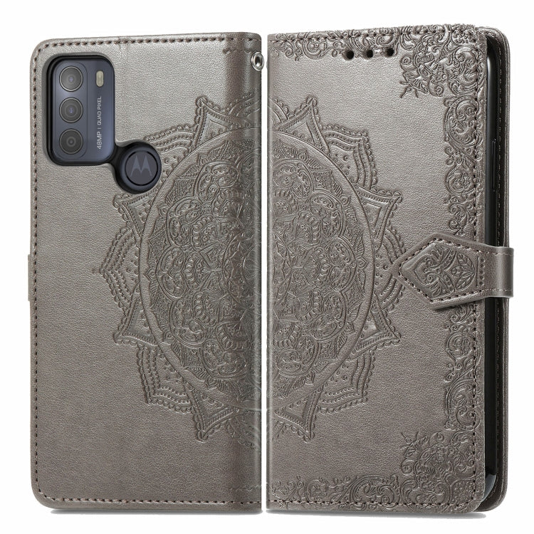 For Motorola Moto G50 Mandala Embossing Pattern Horizontal Flip Leather Case with Holder & Card Slots & Wallet & Lanyard