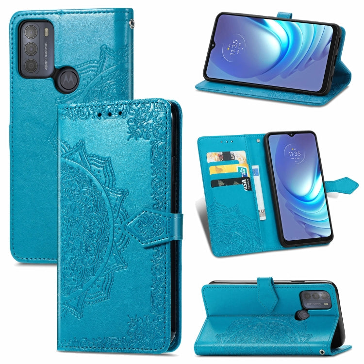 For Motorola Moto G50 Mandala Embossing Pattern Horizontal Flip Leather Case with Holder & Card Slots & Wallet & Lanyard