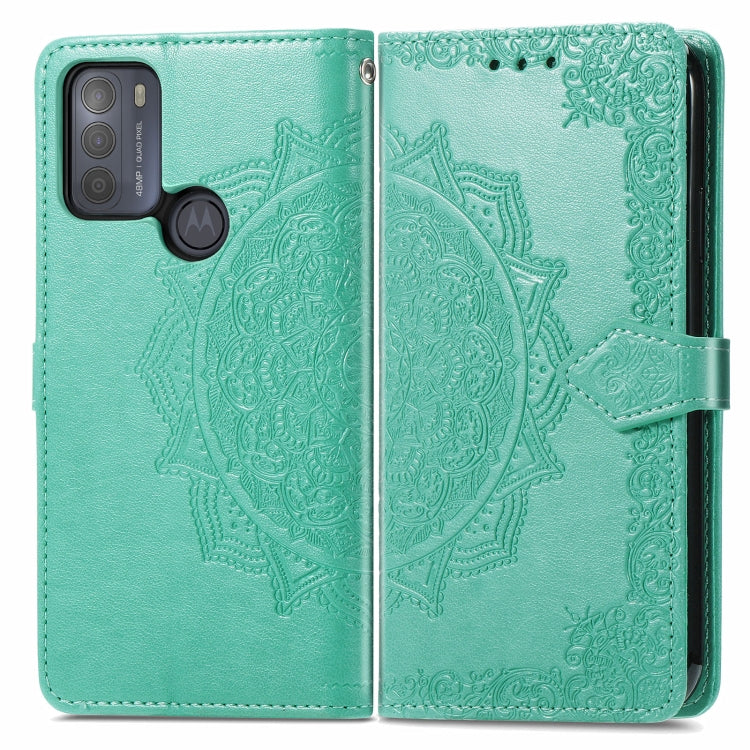 For Motorola Moto G50 Mandala Embossing Pattern Horizontal Flip Leather Case with Holder & Card Slots & Wallet & Lanyard