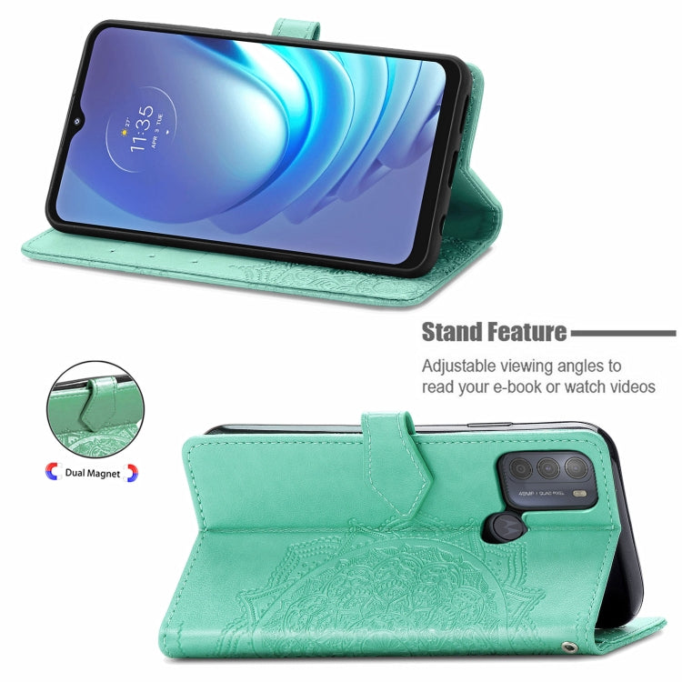 For Motorola Moto G50 Mandala Embossing Pattern Horizontal Flip Leather Case with Holder & Card Slots & Wallet & Lanyard