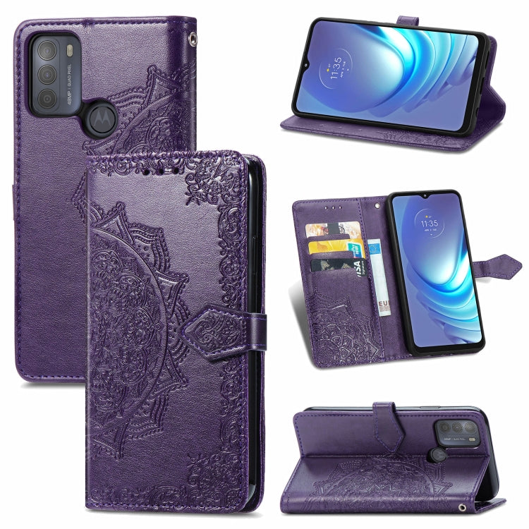 For Motorola Moto G50 Mandala Embossing Pattern Horizontal Flip Leather Case with Holder & Card Slots & Wallet & Lanyard