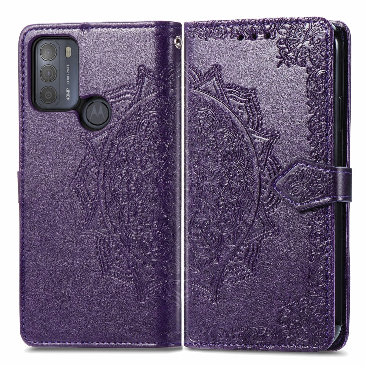 For Motorola Moto G50 Mandala Embossing Pattern Horizontal Flip Leather Case with Holder & Card Slots & Wallet & Lanyard