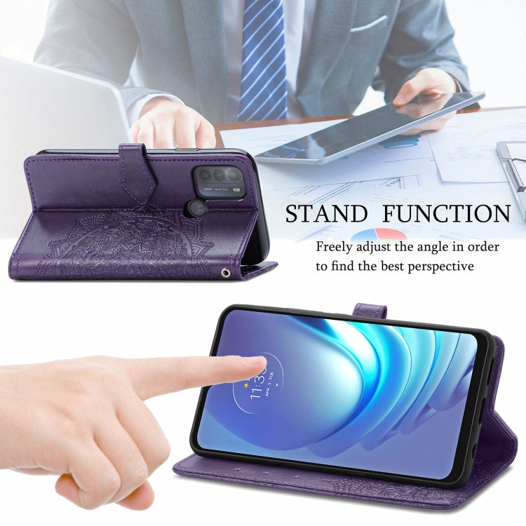 For Motorola Moto G50 Mandala Embossing Pattern Horizontal Flip Leather Case with Holder & Card Slots & Wallet & Lanyard