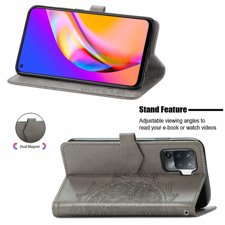 For OPPO A94 4G / F19 Pro Mandala Embossing Pattern Horizontal Flip Leather Case with Holder & Card Slots & Wallet & Lanyard