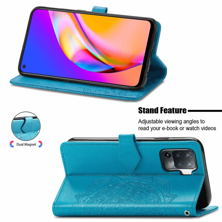 For OPPO A94 4G / F19 Pro Mandala Embossing Pattern Horizontal Flip Leather Case with Holder & Card Slots & Wallet & Lanyard