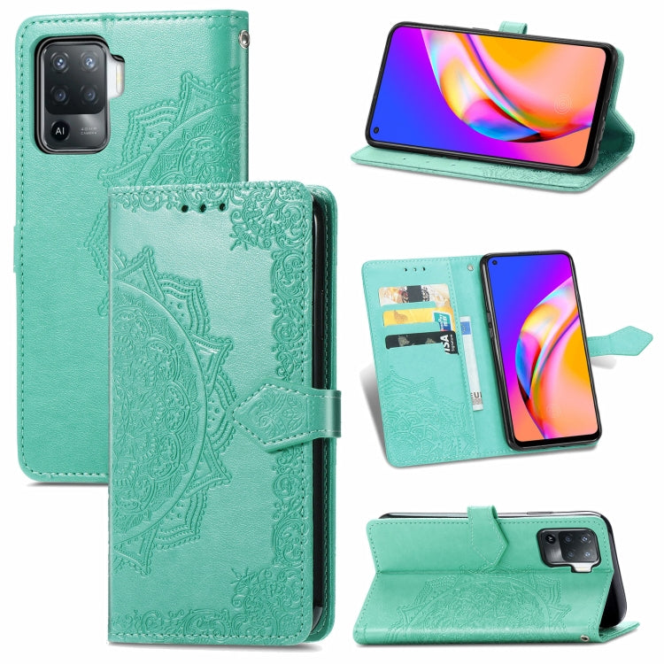 For OPPO A94 4G / F19 Pro Mandala Embossing Pattern Horizontal Flip Leather Case with Holder & Card Slots & Wallet & Lanyard