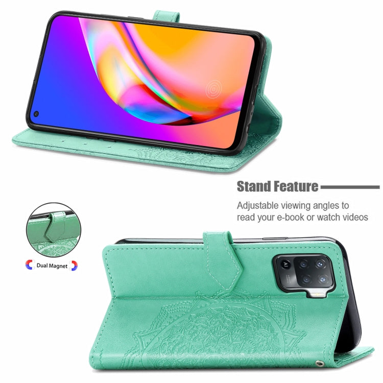 For OPPO A94 4G / F19 Pro Mandala Embossing Pattern Horizontal Flip Leather Case with Holder & Card Slots & Wallet & Lanyard